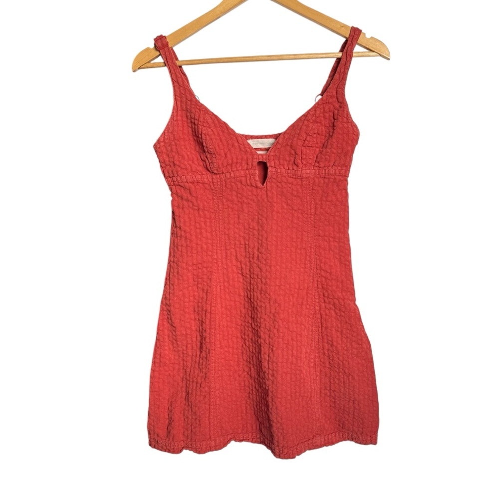 Urban Outfitters Why Not Seersucker Mini Dress Linen Blend Cutout Women Small - Picture 3 of 11